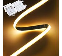 KISUFU 5V Tira LED Pilas COB 3AA Batería, 320 LEDs/m 5MM Autoadhesivas Luz de Cuerda Light Strip para Cocina, Estantes, Gabinete, Armario, Escaleras, Decoración. (Pas de batterie à l'intérieur)