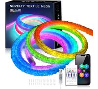 KISUFU 5V WS2812B Tira LED redonda de neón, IP67 Wasserdicht Silicona DIY Luces LED Neon Streifen Musik Sync LichtBand mit USB 24 teclas música Bluetooth Controlador para DIY Decoración Publicitaria.