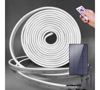 KISUFU Energía solar Flexible LED Neon, 2835 120 LED/M Luces LED Neón IP67 Impermeable Tira LED Con 3W 12 teclas de control remoto controlador solar enchufable para Decoración del patio.