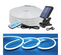 KISUFU Énergie solaire 12V Tira LED Neón, Tiras de Luces 2835 120 LEDs/M IP67 Impermeable con 1.2w carga USB controlador solar con clip para Patio al aire libre, garaje, decoración de fiestas.