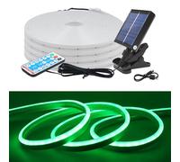 KISUFU Énergie solaire 12V Tira LED Neón, Tiras de Luces 2835 120 LEDs/M IP67 Impermeable con 1.2w carga USB controlador solar con clip para Patio al aire libre, garaje, decoración de fiestas.