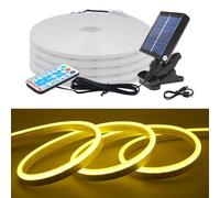KISUFU Énergie solaire 24V Tira LED Neón, Tiras de Luces 2835 120 LEDs/M IP67 Impermeable con 1.2w carga USB controlador solar con clip para Patio al aire libre, garaje, decoración de fiestas.