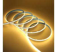KISUFU Luces LED COB Tira LED 12V, 320 LEDs/m 8mm 2PIN Luz de Cuerda Cortable Flexible CRI>90 Light Strip para Fondos de TV, Cocina, Sin Fuente de Alimentación.(No incluye fuente de alimentación)