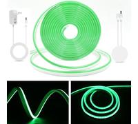 KISUFU Luz de neón luz de barra LED 12v DC con adaptador de potencia, smd2835 120 LEDs/M cuerda de silicona IP65 impermeable luz de neón LED para la decoración de fiestas de vacaciones,2M, Verde.