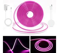 KISUFU Luz de neón luz de barra LED 12v DC con adaptador de potencia, smd2835 120 LEDs/M cuerda de silicona IP65 impermeable luz de neón LED para la decoración de fiestas de vacaciones,2M, Morado.
