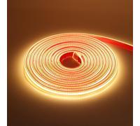 KISUFU Tira de LED COB 220V, Alto brillo 288 LED/m Tira de LED Tener Pegamento de doble cara COB IP65 Impermeable Strip Light para Dormitorio, Bar, hotel, Fiesta de Navidad, cocina.20M,Blanco cálido