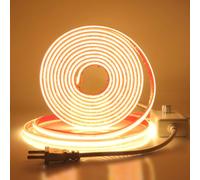 KISUFU Tira de neón LED, Impermeable IP65 220V COB Tiras de LED, 288 LEDs flexible DIY strip light con atenuador para Interior Exterior Fiestas y Decoración, Bar, Sala de juegos, Blanco cálido, 2M