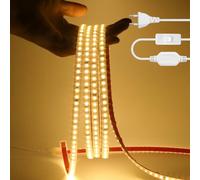 KISUFU Tira LED 220V, SMD 2835 120 Leds/m IP65 Impermeable 10cm cuttable Tiras LED Sin fuente de alimentación Flexible LED Strip para Fiesta al aire libre, Habitación Armario Gabinete.