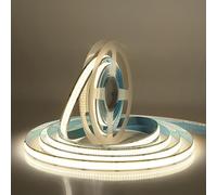 KISUFU Tira LED COB 12V, 600 LEDs/M 2 PIN Non Impermeable IP21 Flexible Tiras de luz LED para Jardín, Dormitorio, Decoración de Cocina, Sala de estar,Blanco natural,3M (Sin adaptador de alimentación)