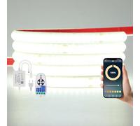 KISUFU Tira LED COB 220V, 240 LEDs/m IP67 Impermeable Flexible LED 10CM Cuttable Pegamento de doble cara LED Luz de Cuerda con Música Bluetooth 23 teclas ir 750w dimmer para Fiestas y Decoración