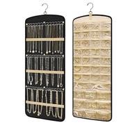 Kisvic Organizador de joyas colgante, almacenamiento de joyas de doble cara con gancho de metal, almacenamiento de cadenas para colgar pendientes, collares, anillos en armario, pared, puerta