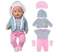 Kisvic Ropa de muñeca para muñecas de bebé, ropa de bebé de 36 a 43 cm, con abrigo, blusa, pantalones, sombrero y calcetines, regalos para niñas