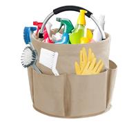 Kiswleon Organizador de Productos de Limpieza de 17 litros con asa, Cubo Plegable para Ahorrar Espacio, Organizador de Manualidades para almacenar Toallas, fácil de Limpiar y Transportar,Caqui