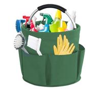 Kiswleon Organizador de Productos de Limpieza de 17 litros con asa, Cubo Plegable para Ahorrar Espacio, Organizador de Manualidades para almacenar Toallas, fácil de Limpiar y Transportar,Verde