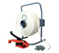 Kit 1 Fleje tejido 19 mm x 500 m + 1 tensor GRATIS + 1 dispensador + hebillas - Resistencia 750kg - TECPLAST KFT2