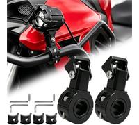 Kit 2 Abrazaderas Aluminio 22-28mm Soportes para Focos Auxiliares Moto ATV | Juntas protectoras de goma, soporta focos LED, luces antiniebla, moto, quad, ATV, todoterreno, antioxido, antivibración