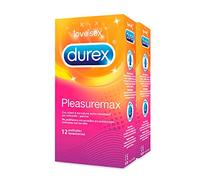 Kit 2 condones estimulantes Durex Pleasuremax con costillas, 24 condones