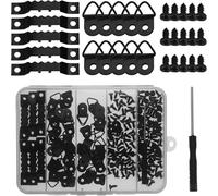 Kit 251 en 1 para colgar marcos de fotos, ganchos de dientes de sierra y ganchos de anillo en D con tornillos y destornillador para reloj de arte en lienzo 251 en 1 (negro)