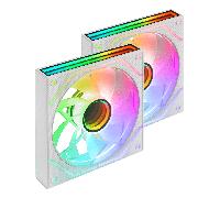 Mars Gaming MF-3DPROX2R, Kit 2x Ventiladores 120mm, Aspas Invertidas, Iluminación ARGB Triple Infinity Mirror 360°, Control PWM, Rodamientos FDB, Ventiladores PC con Compatibilidad Total ARGB, Blanco