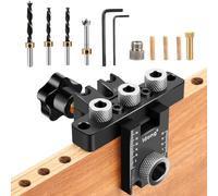 Kit 3 en 1 de Localizador de Perforación de Doweling Jig ，8/10/15 mm Drilling Template，Plantilla de Orificios de Bolsillo con Clip de Posicionamiento Guía de Perforación Ajustable Localizador
