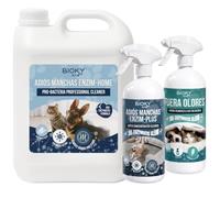 Kit 3 Limpiadores Enzimáticos - Elimina Orina Mascotas, Perros y Gatos | Fregasuelos Enzimático 5L + Quitamanchas 1L + Neutralizador Olores 1L, Tapicerías, Alfombras, Lavadora, Hecho en España
