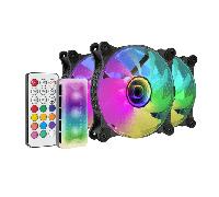 Pack 3x Ventiladores ARGB MF-3D 120mm con Mando a Distancia (Negro) - MARS-GAMING
