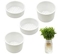 Kit 4Pcs Microgreens para Wide Mouth Mason Jars | Bandejas Hidropónicas Profundas & Bajas para Jardinería Interior Rábano Guisante