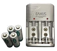 Kit 4x EAXUS Aa Batería Nimh 3.000MAH Con Universal Cargador de AAA 9V