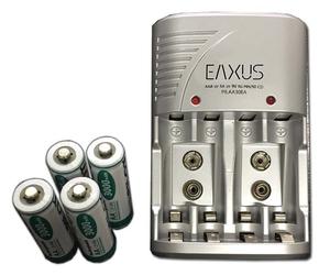 Kit 4x EAXUS Aa Batería Nimh 3.000MAH Con Universal Cargador de AAA 9V
