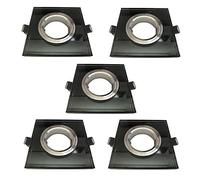 KIT 5 unidades ARO empotrable ojo de buey cuadrado cristal negro, diametro de corte 60mm, apto para bombilla dicroica LED, casquillo porcelana GU10 incluido