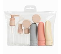kit 8 piezas, Botes para gel y champu con neceser, botes viaje rellenables 100ml, neceser viaje avion y botes champu viaje de silicona prueba de fugas, Envases Viaje para Champú, Loción, Cosméticos