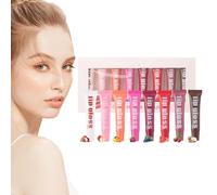 Kit - 8 x de labios con sabor a fruta | de labios con sabor a fruta, brillo de labios transparente en diferentes afrutados, reparación duradera para niñas, mujeres, novio