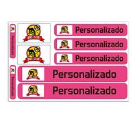 Kit 9 pegatinas personalizadas para motos, automóviles o bicicletas. Etiquetas con tu bandera y tu texto. Modelo: rosa
