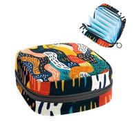 Kit abstracto dibujado a mano con bloques de color para el primer período para niñas, bolsa menstrual de tampón, soporte para almohadilla de lactancia con cremallera, organizador de servilletas