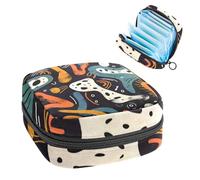 Kit abstracto dibujado a mano con bloques de colores para el primer período para niñas, bolsa menstrual de tampón, soporte para almohadilla de lactancia con cremallera, organizador de servilletas