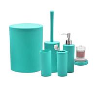 Kit Accesorios de Baño | Portacepillos de dientes, jabonera y basura para cuarto de baño, 7 piezas de ahorro de espacio Productos de baño de encimera para inodoros de viaje vacaciones hotel estancia