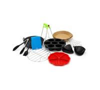 CLOEN Accesorios freidora de Aire, Compatible con Air Fryer, Philips, Ninja, Cosori, Moulinex, Tefal, Cecotec. Incluye 13 Accesorios, Bandeja de Silicone, Pinzas, 100 Piezas de Papel y Mucho más.