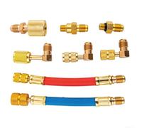 Kit Adaptador AC 8PCS para latón para r12 R22 Frigo Kit Adaptador | 8 adaptadores para latón, compatible para r12 R22, servicio frigoríficos, aire acondicionado hogar, conexión segura