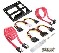Kit adaptador de bahía de unidad de 2,5" a 3,5" con bandeja convertidora, soporte de montaje para HDD/SSD + cable de extensión de alimentaci