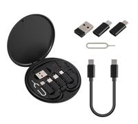 Kit Adaptador USB-C Multifunción con Cable de Carga 100W 0,3 m, Adaptadores USB-C a USB 3.0 y Micro USB, Herramienta SIM, Caja Usable como Soporte para Móvil, para 15/16/17