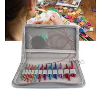 Kit Agujas Circulares Intercambiables Tejer Set 24 Piezas Tamaños 3 a 8 mm Bolsa Almacenamiento para Calcetines Suéteres Gorros