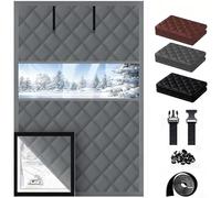 Kit Aislante Termico Ventanas, Acondicionamiento de Ventanas para el Invierno, Aislamiento Térmico para Ventanas, Cortinas Termicas Reutilizable para Ventanas de Viento y Ruido(Gris,95x185cm)