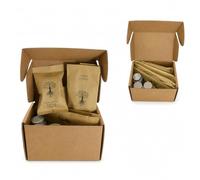 Kit Amenities Hotel Ecológico Kraft Reciclado Aseo Spa 100Uds | Incluye gel, champú y Locion 30ml, Jabón Nature, set de afeitar y dental, Peine, Pañuelos, Set Costura, gorro de baño.