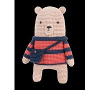 Kit Amigurumi Anchor "Benji el Oso" - Ganchillo intermedio con hilo 100% algodón, accesorios incluidos, instrucciones multilingüe - Altura 27 cm