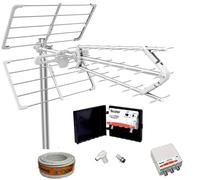 Kit Amplificado Antena TV 18 dB NIMO Infinity 5G + Rollo 20M + Amplificador 40dB UHF/VHF + Fuente alimentación + Conectores F Y TV.