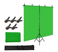 Kit Andoer de Fotografía 5 x 7 pies Fondo Verde con Soporte Ajustable y 5 Abrazaderas de Resorte