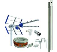 Kit Antena TV Compact 5G + Rollo 20M + 2X MASTIL 1M + Garras + Tornillos + Conectores F Y TV.
