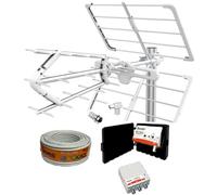 Kit Antena TV NIMO 15 dB + Amplificador 30 dB + Fuente Alimentación 2 Salidas + Conexiones + 20m Cable