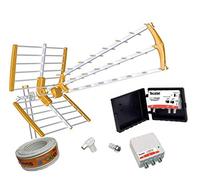 Kit Antena TV TECATEL 18 dB + Amplificador 40 dB 2UHF + Fuente Alimentación 2 Salidas + Conexiones + 20m Cable