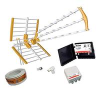 Kit Antena TV TECATEL 18 dB + Amplificador 40 dB + Fuente Alimentación 2 Salidas + Conexiones + 20m Cable